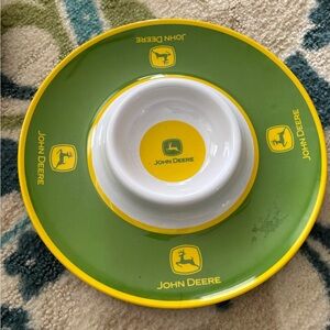 John Deere Green and Yellow Hard Plastic Chip and Dip Serving Set